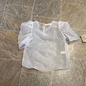 Amanda Uprichard Sheer White Blouse